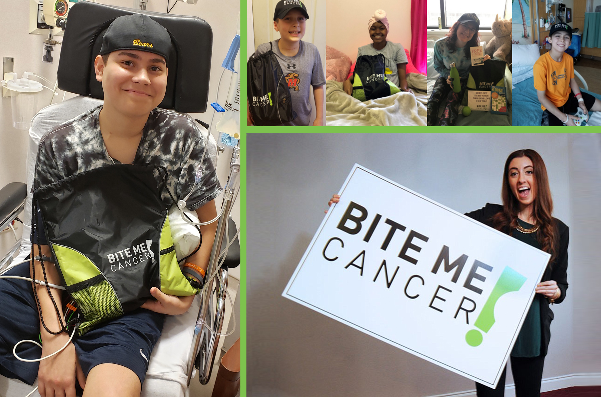 Collage of kids benefitting from the nonprofit Bite Me Cancer